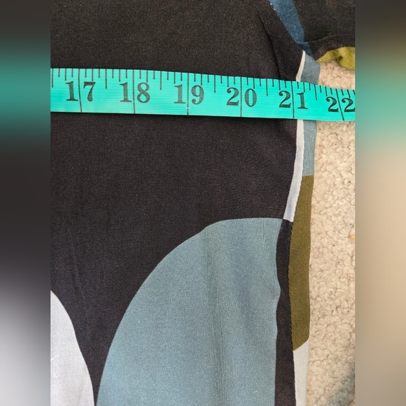 FOIL Blue Merino Wool Blend Sweater with Chiffon Pastel Multicolor Back. Medium - Picture 5 of 9